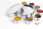 Nature's Own Masala Dabba - 7 Compartments, masala box,steel masala dabba,Spice container box,stainless steel spice box indian masala dabba with 7 spice containers with size 8 X 8 inches