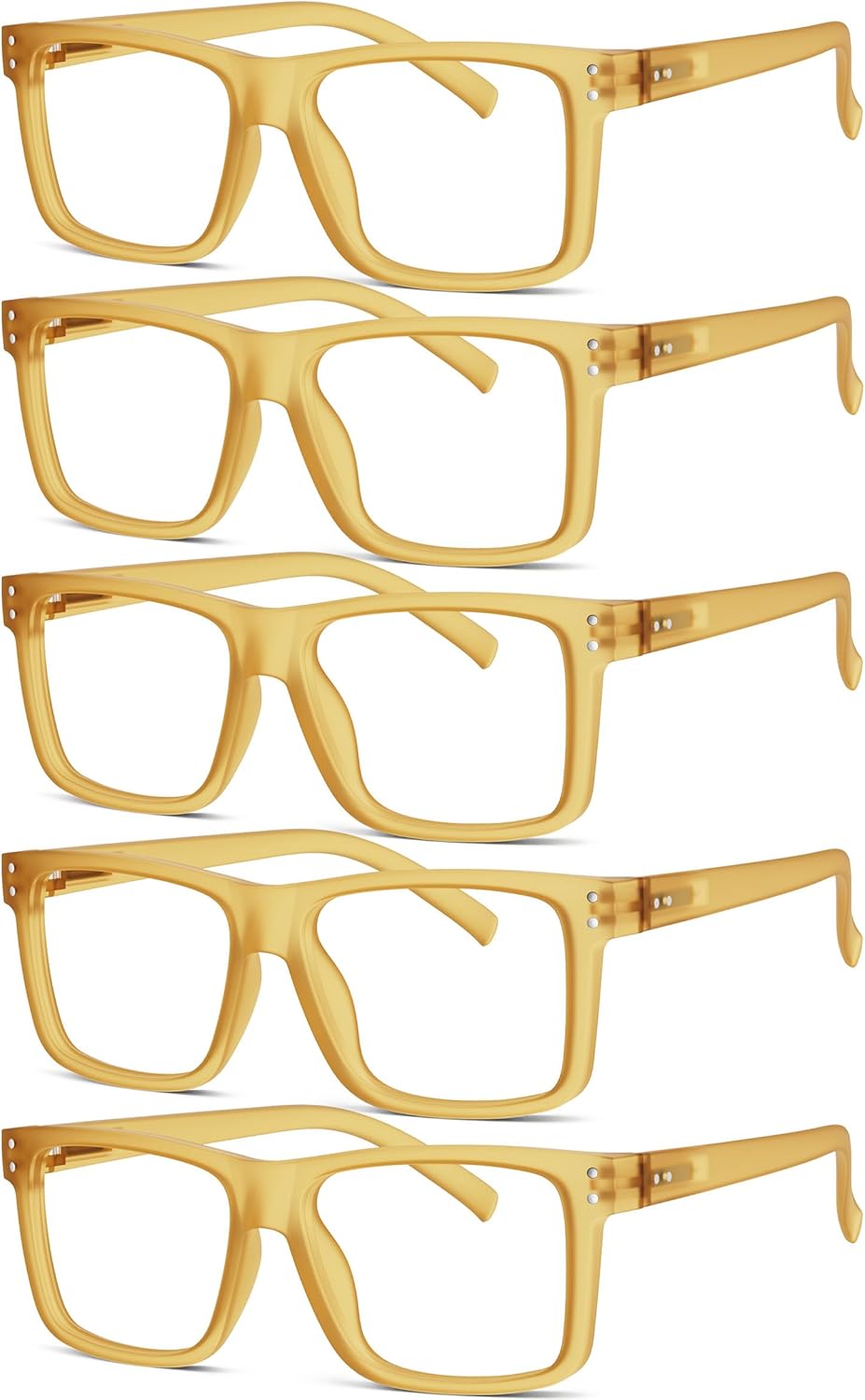 Eyekepper 5-pack Oversized Reading Glasses Square Large Frame Readers for Men and Women - Yellow +1.25