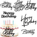 6 Pcs Black Happy Birthday Cake Toppers Acrylic Mirror Side Cake Decorations Cakes Sign Picks CupCake Tools DIY Cakes Toppers Birthday Party Supplies for Celebrating Anniversary Party