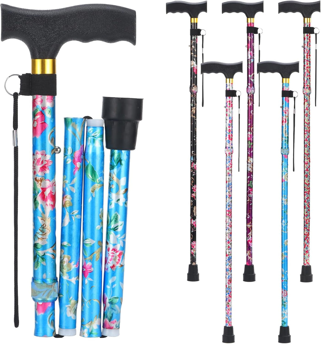 PARLORA Walking Cane for Women and Men, Collapsible, Lightweight, Sleek, Foldable Folding Cane | Walking Sticks for Seniors & Adults with Comfortable T-Handle