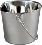 1 Quart Heavy Duty Stainless Steel Flat Side Bucket | Durable Food & Water Pail for Dogs, Cats, Kennels, Cages and Critter Crates | Multi-Purpose Bucket
