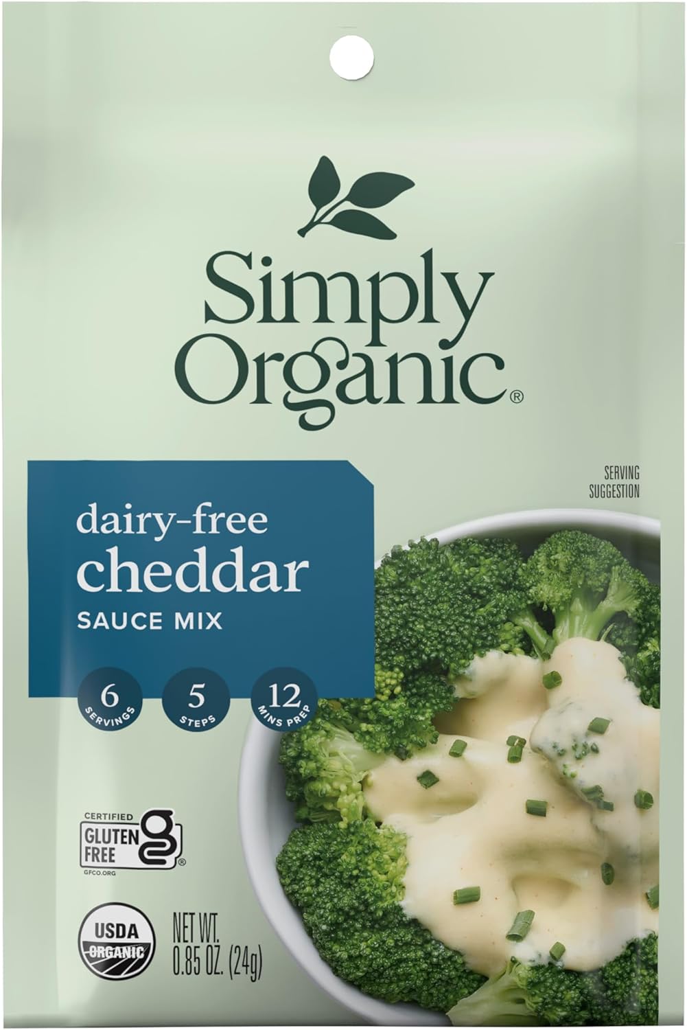 Simply Organic Dairy-Free Cheddar Sauce Mix, Organic, 0.85 Ounce (Pack of 12)