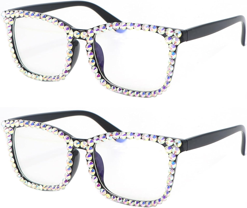 Square Rhinestone Reading Glasses For Women Blue Light Blocking Computer Readers Glasses