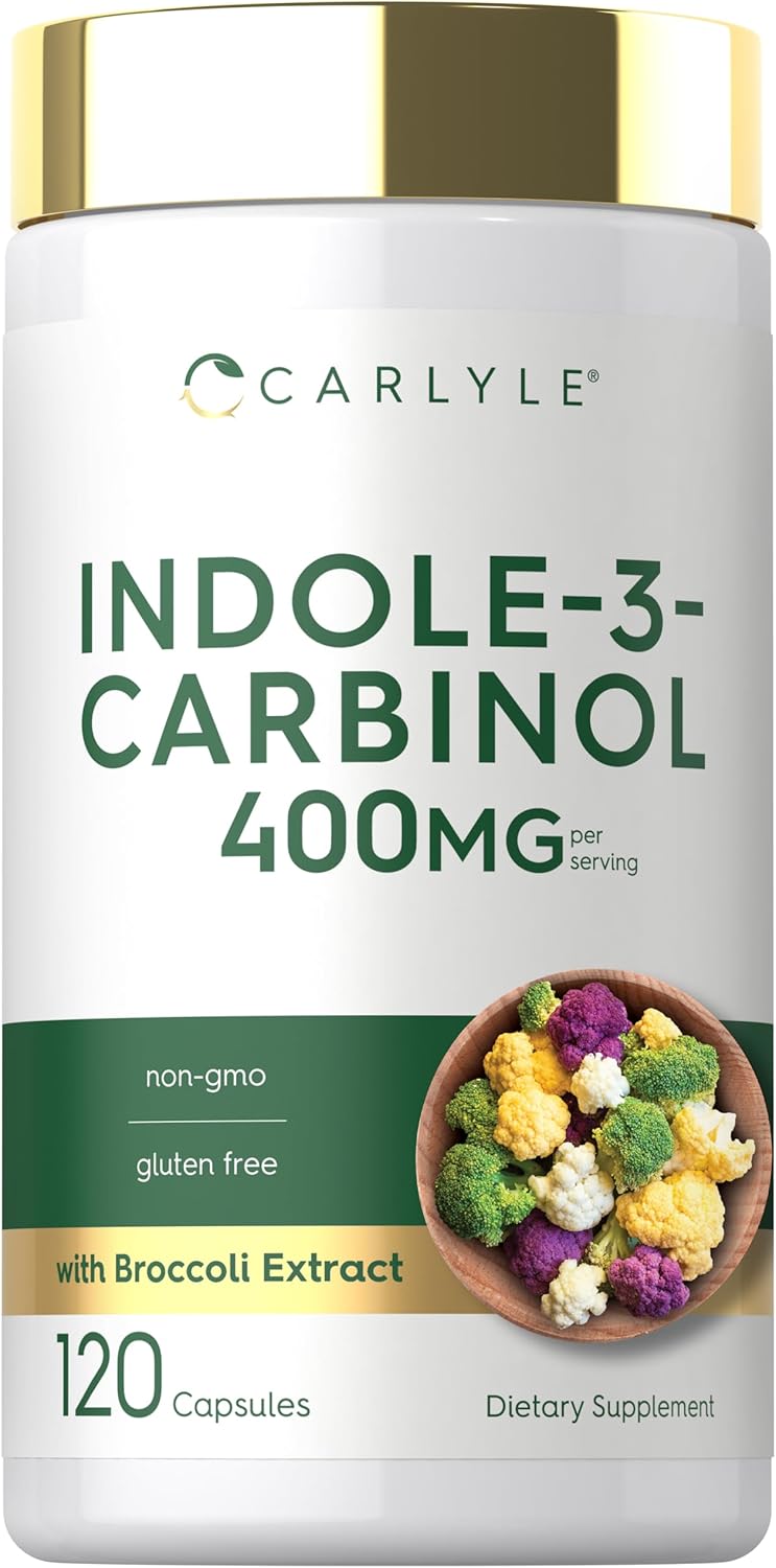Carlyle Indole-3-Carbinol (I3C) 400mg | 120 Capsules | Advanced Formula with Broccoli Extract | Non-GMO, Vegetarian & Gluten Free
