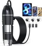 USB Digital Microscope, 50x-1600x Magnification Handheld, 1920P HD 8 LED Lights, Portable Pocket Microscope, Compatible with iOS and Android Devices, +2MP Magnifier Camera, No PC Support