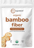 Organic Bamboo Fiber Powder, 2lbs | Keto Flour for Low-Carb Baking & Cooking | Low Calorie Flour | Rich in Silica, Prebiotics, & Minerals | Non-GMO, Keto Friendly, Gluten Free