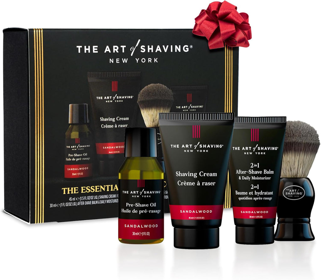 The Art of Shaving Sandalwood 4-in-1 Trial Kit – Pre-Shave Oil, Shaving Cream, Shaving Brush & After-Shave Balm – Protects Against Irritation and Razor Burn – Hydrates and Nourishes Dry Skin