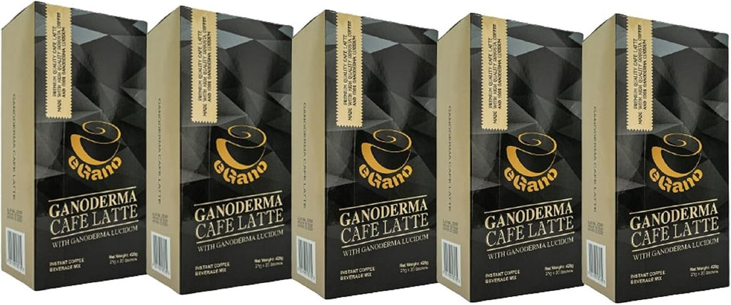5 Boxes eGano Premium Ganoderma Cafe Latte Instant Coffee With Ganoderma Lucidum Extract (21g x 20 Sachets/Box)