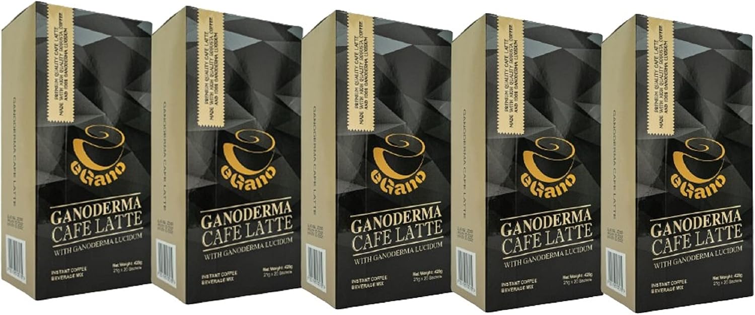 5 Boxes eGano Premium Ganoderma Cafe Latte Instant Coffee With Ganoderma Lucidum Extract (21g x 20 Sachets/Box)