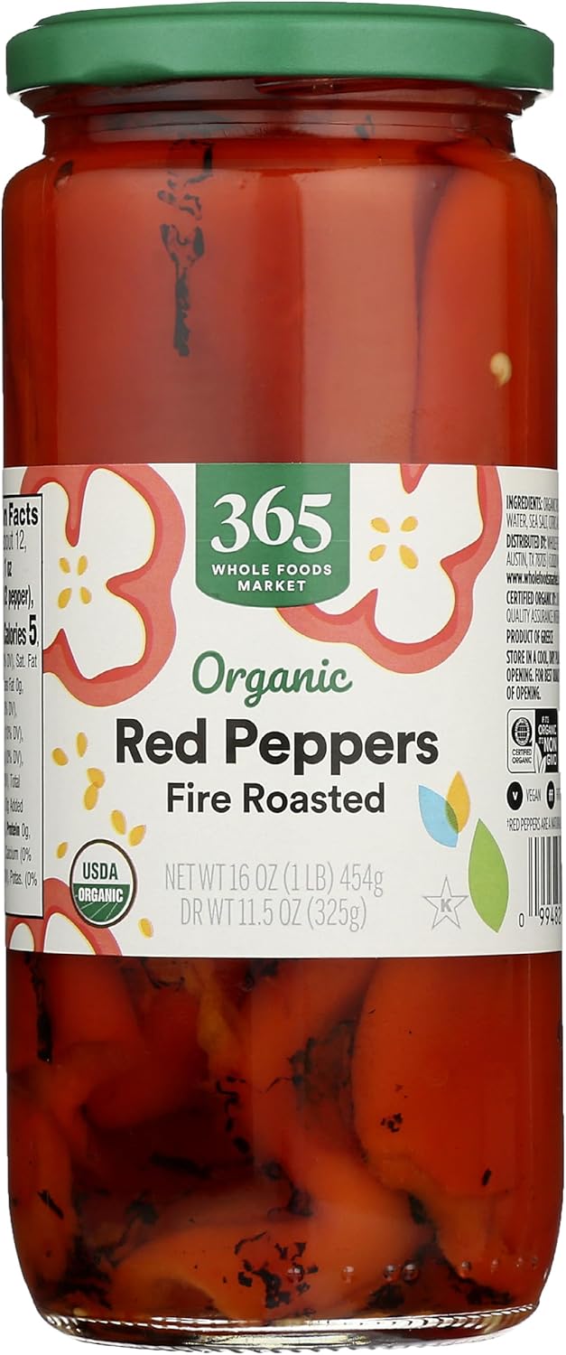 365 by Whole Foods Market, Organic Roasted Red Peppers, 16 Ounce