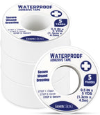 Iconikal 4-Pack First Aid Waterproof Adhesive Tape, 0.5 x 180-Inches, White for Wound Care Gauze Wrap