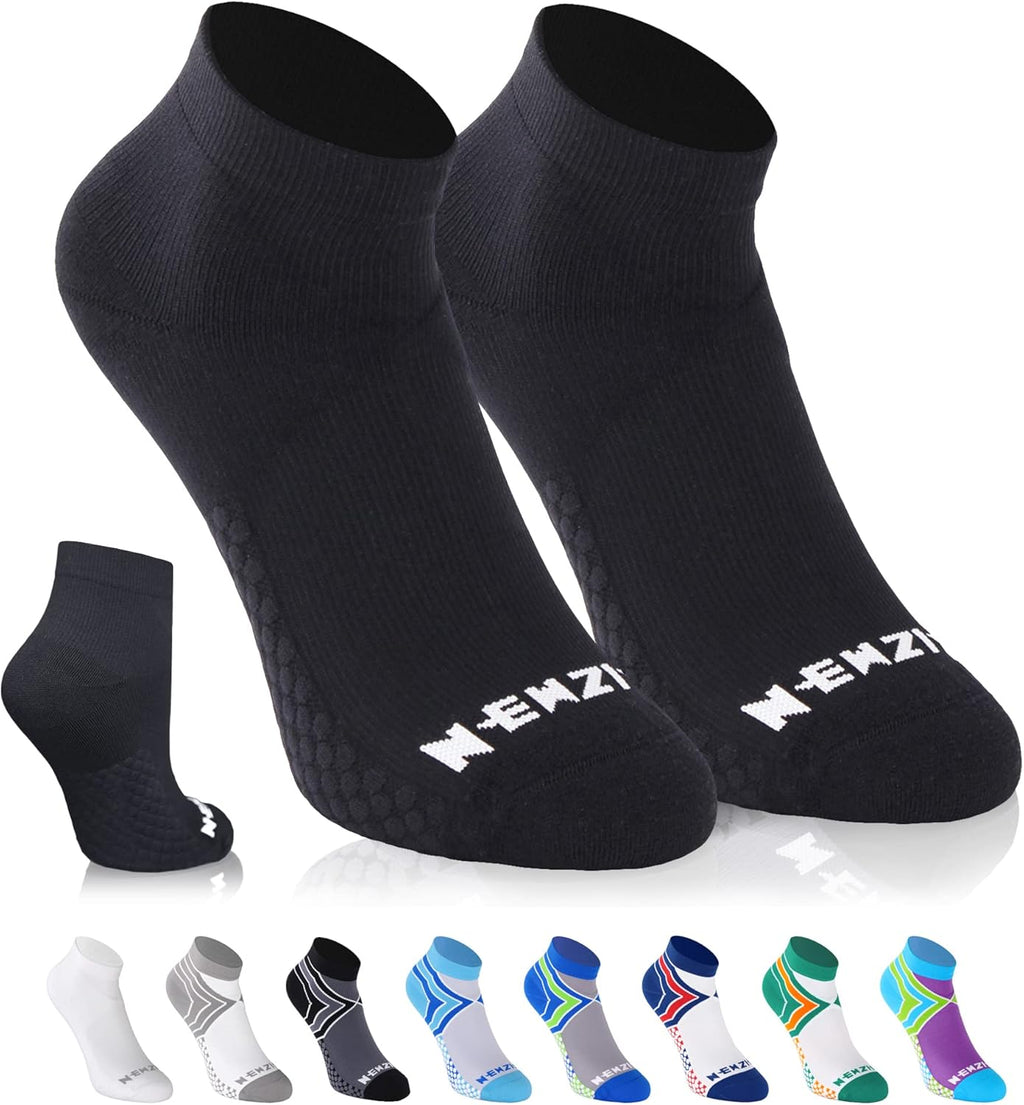 NEWZILL Ankle Compression Socks for Men & Women, Cushioned Low Cut Compression Running Socks with Ankle Support