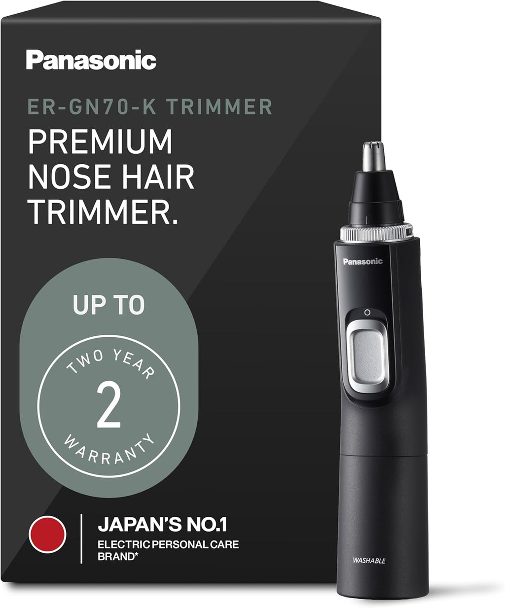 Panasonic Ear and Nose Hair Trimmer for Men with Vacuum Cleaning System, Powerful Motor and Dual-Edge Blades for Smoother Cutting, Wet/Dry – ER-GN70-K (Black)