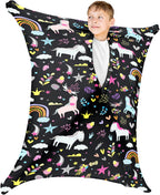 Cute Animals Sensory Body Socks for Kids with ADHD & Autism - Stretchy Full-Body Sock with Horse,Rainbow,Stars Designs - Stretchable Relaxation Gear (Medium)