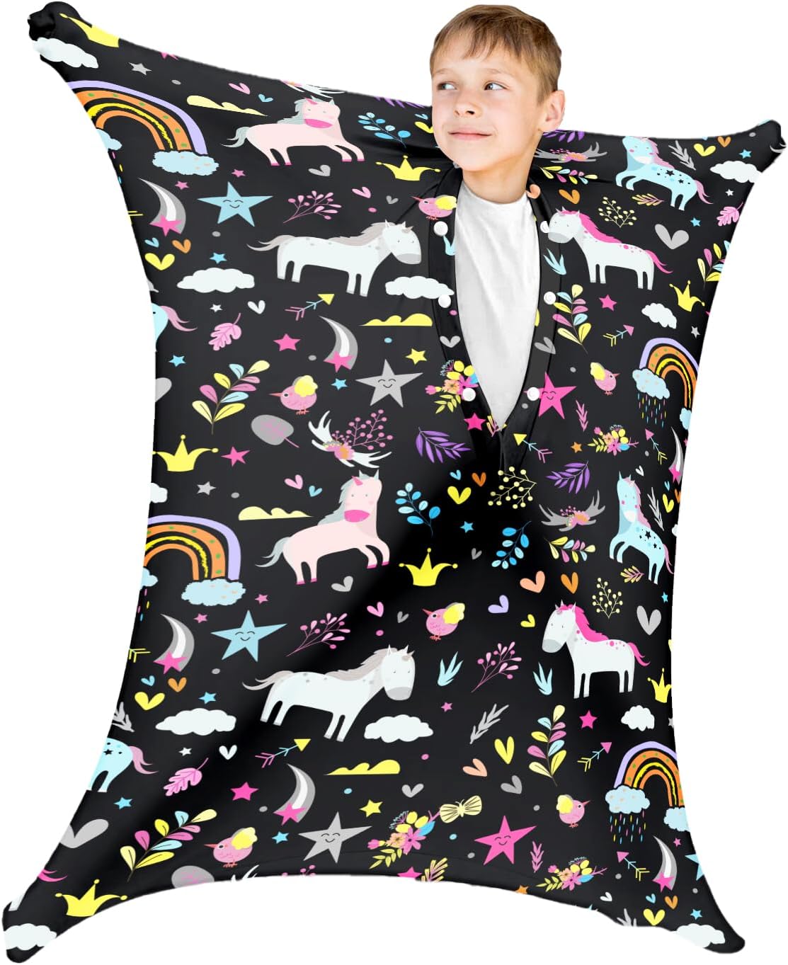 Cute Animals Sensory Body Socks for Kids with ADHD & Autism - Stretchy Full-Body Sock with Horse,Rainbow,Stars Designs - Stretchable Relaxation Gear (Medium)