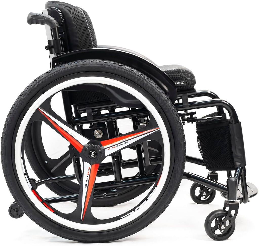 Sports Wheelchair,Folding All-Terrain Ultra Lightweight Sports Wheelchair,PortableAluminum Alloy Wheelchair,Self-propelled Manual Wheel Chair,Handbrakes Quick Release Rear Wheels,220LBs Load Capacity(