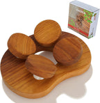 Wooden Sauna Headrest with Rotatable Disc, 4 Concave Surfaces Sauna Pillow, Wooden Headrest Pillow for Stiff Neck, Shoulder Head Health and Relaxation