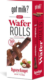 got milk? Wafer Rolls, Hazelnut, 17-ounce Box with 30 Rolls, Individually Wrapped Rolled Wafer Spirals with Filling, Hazelnut Wafer Cookies for Dessert or Snack, Retail Pack