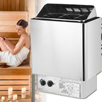 Electric Sauna Heating Stove, Stainless Steel Sauna Heater with Timer & Temperature Adjustable, Wet and Dry Bath Sauna Oven with Internal Controller, for Home Hotel Spa Shower Room,6KW