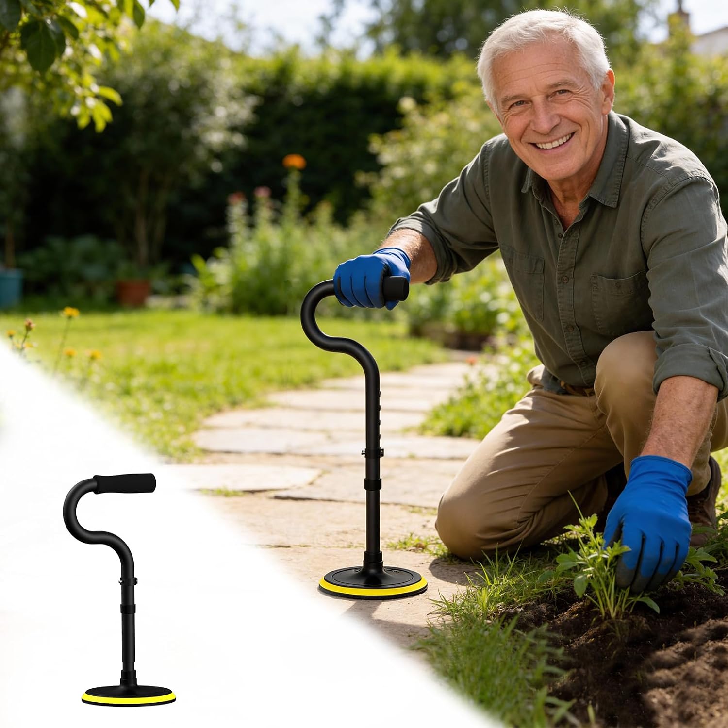 Standing Aid for Seniors Stand Assist Aid Devices & Supports for Elderly Help Get Up from Floor Standing Mobility Aid Tool Rising Indoors Garden Housework Bedroom Bathroom Bedside Matte Black
