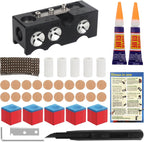 Vefungyan Pool Cue Tips Replacement Kit: 11 in1 Billiards Pool Cue Tip Repair Shaper Tool with 20pcs cue Tips 5 Chalk for Replacement