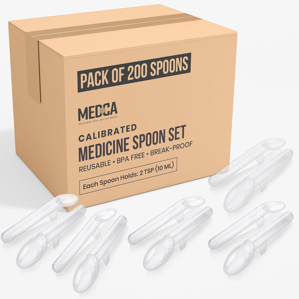 Calibrated Medicine Spoon for Kids, Baby & Toddler - (Pack of 200 Bulk) - 2 Tsp/10 mL Capacity Plastic Oral Liquid Dose Medication Graduated Dispenser