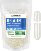 XPRS Nutra Size 2 Empty Capsules - 500 Count Clear Empty Gelatin Capsules - Pills DIY Capsule Filling - Pure Bovine Pill Gel Caps for Do-It-Yourself Supplements