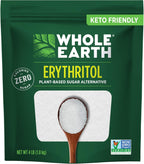 WHOLE EARTH 100% Erythritol Zero Calorie Plant-Based Sugar Alternative, 4 Pound Pouch (Packaging May Vary )