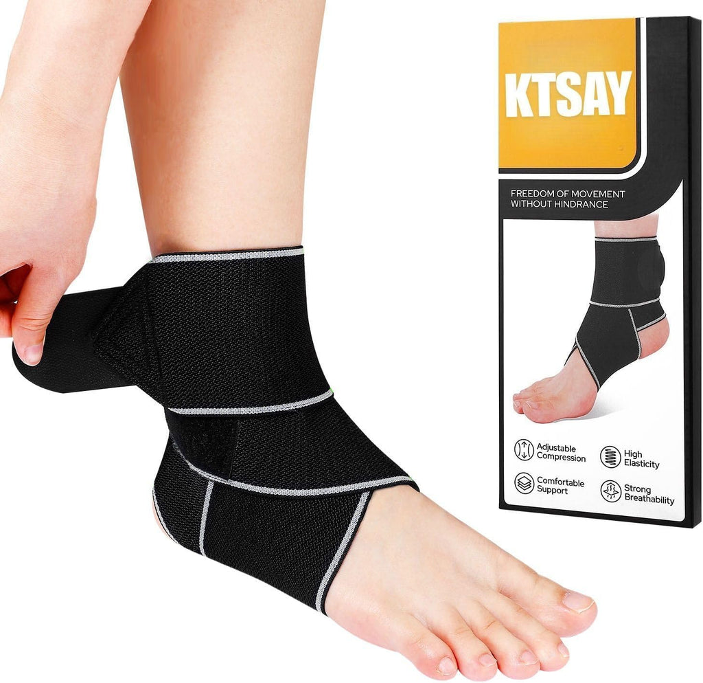 Ankle Brace for Sprained Ankle, Ankle Support for Women & Men, Adjustable Compression Wrap for Achilles Tendonitis & Plantar Fasciitis Relief (Grey)