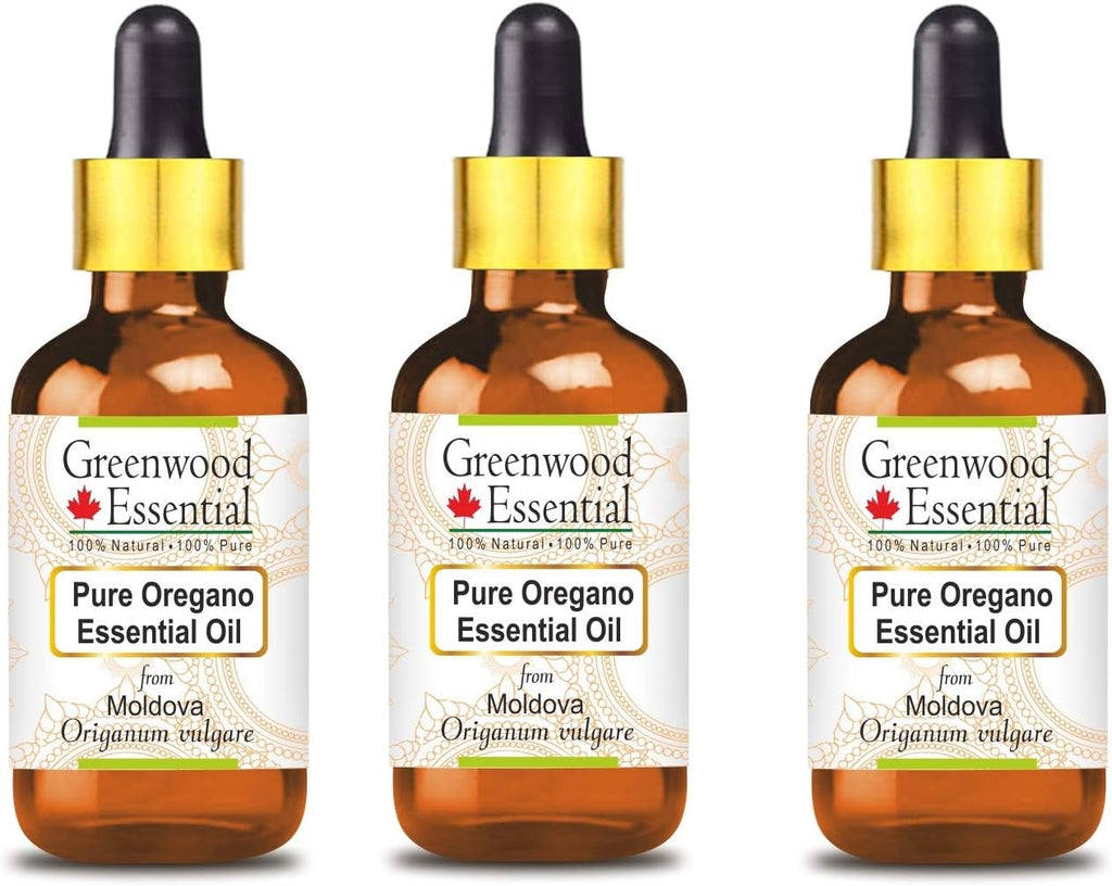 Greenwood Essential Pure Oregano Essential Oil (Origanum vulgare) with Glass Dropper Steam Distilled (Pack of Three) 100ml X 3 (10.1oz)