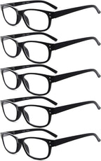 Eyekepper Classic Reading Glasses for Men 5 Pack Spring Hinges Readers