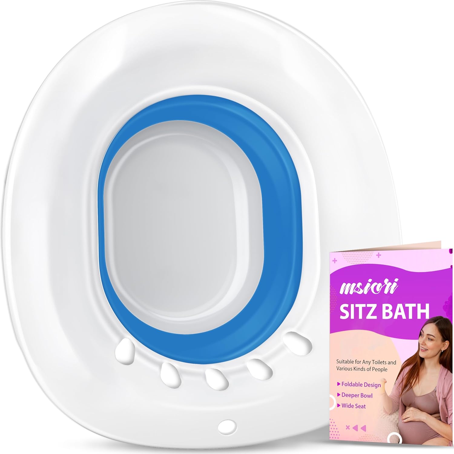 Msiori Sitz Bath for Toilet Seat, Hemorrhoids and Postpartum Care - Yoni Steam Seat - Pregnant Women and Perineal Care, Sits Bath Kit for Women - Collapsible
