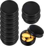 ElevateTech 5 Pcs Metal Pill Box Portable Pill Case Round Travel Pills Organizer Box Aluminium Alloy Pills Container for Purse Daily Medicines Storage Boxes to Hold Small Things (Black)