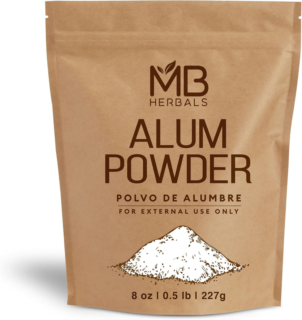 MB Herbals Alum Powder 8 oz / 0.5 lb / 227g | Deodorant | After Shave | Leather Fabric and Paper Mordant | Do Not Ingest | External Use Only