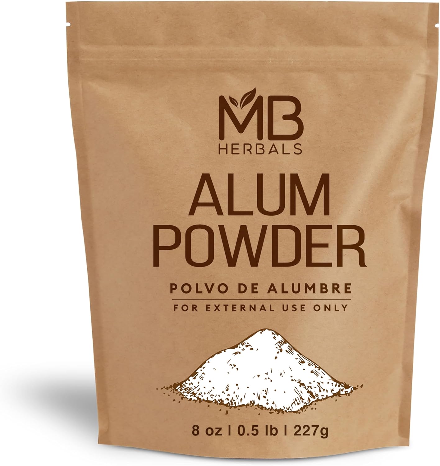 MB Herbals Alum Powder 8 oz / 0.5 lb / 227g | Deodorant | After Shave | Leather Fabric and Paper Mordant | Do Not Ingest | External Use Only