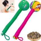 2PCS Long Size Lymphatic Drainage Massage Hammer,Manual Massage Hammer for Body, Back Massage Hammer Taichi,Wormwood Massage Hammer Sticks Muscle Relaxation 2PCS (Red/Green)