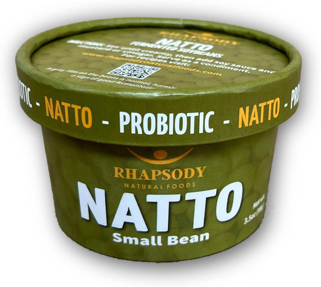 Rhapsody Natural Foods, Small BeanNatto, Made in Vermont, Fermented Probiotic Superfood, 3.5 oz (100g) - Case of 12 (42oz)