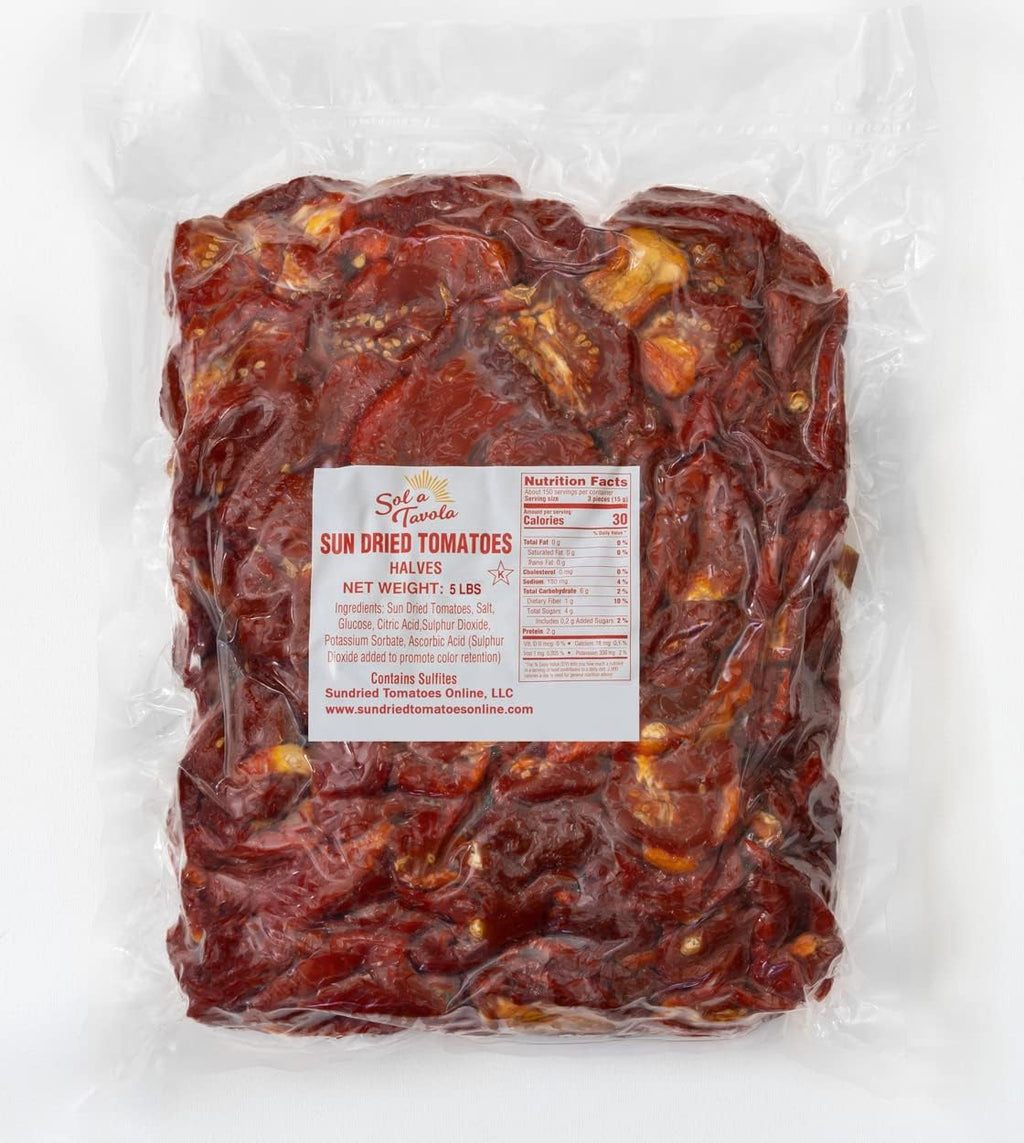 Sun-Dried Tomatoes, Ready to Eat, Brilliant Red Color | Moist Chewy Texture | Nutritious | Healtful | Flavorful | Kosher | Vegan | Keto | Paleo | Naturally Gluten-Free, 5lbs