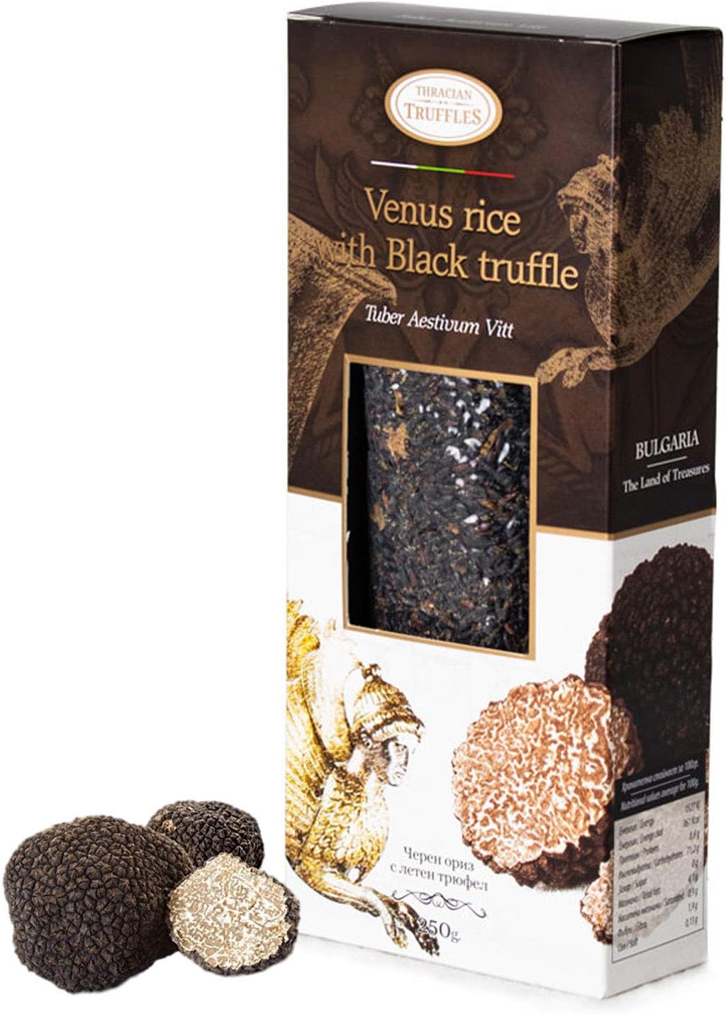 Black Venus Rice with Black Summer Truffle Tuber Aestivum Vitt, Rich in Antioxidants, Fibres, Vitamin E, Healthy Weight Body Control (1 x 250g)