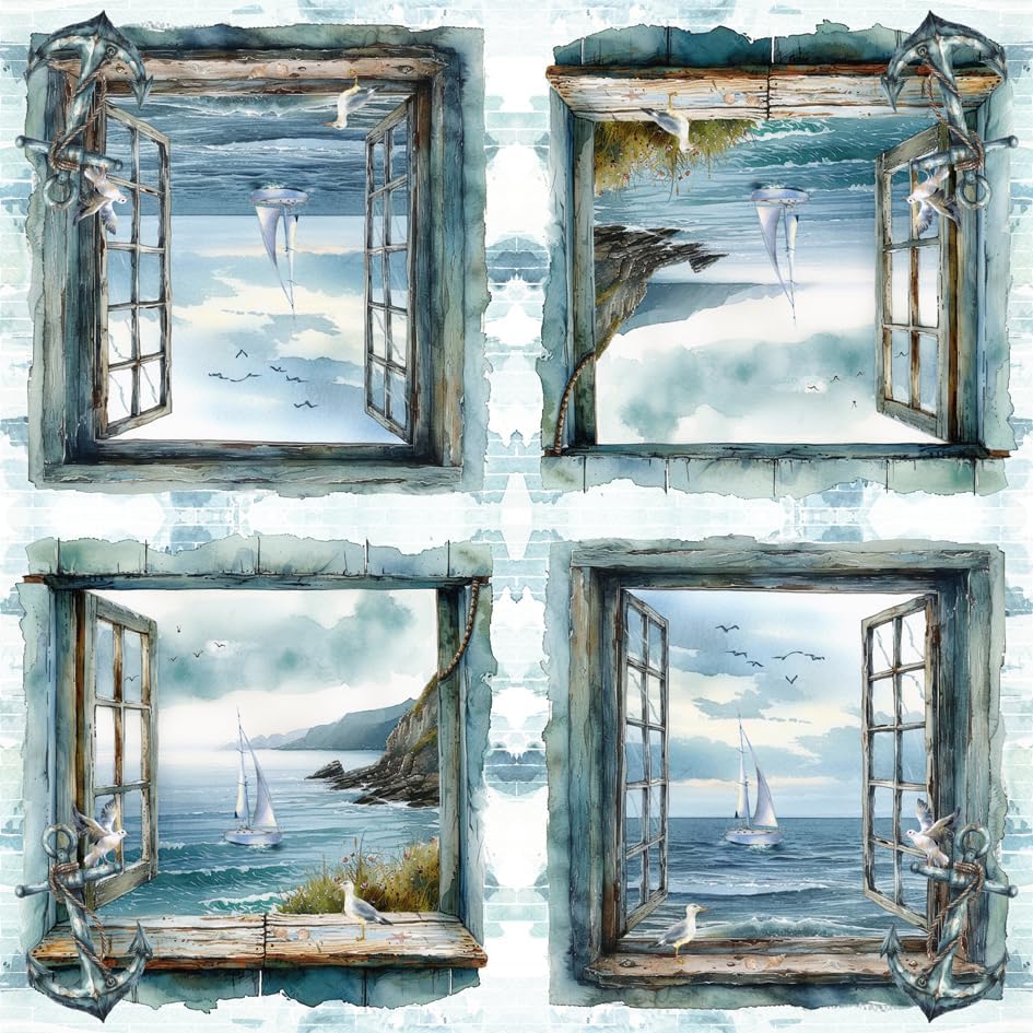 Anniversary House Tiflair PJ370240 3-Ply Napkins, Nautical View, Pack of 20