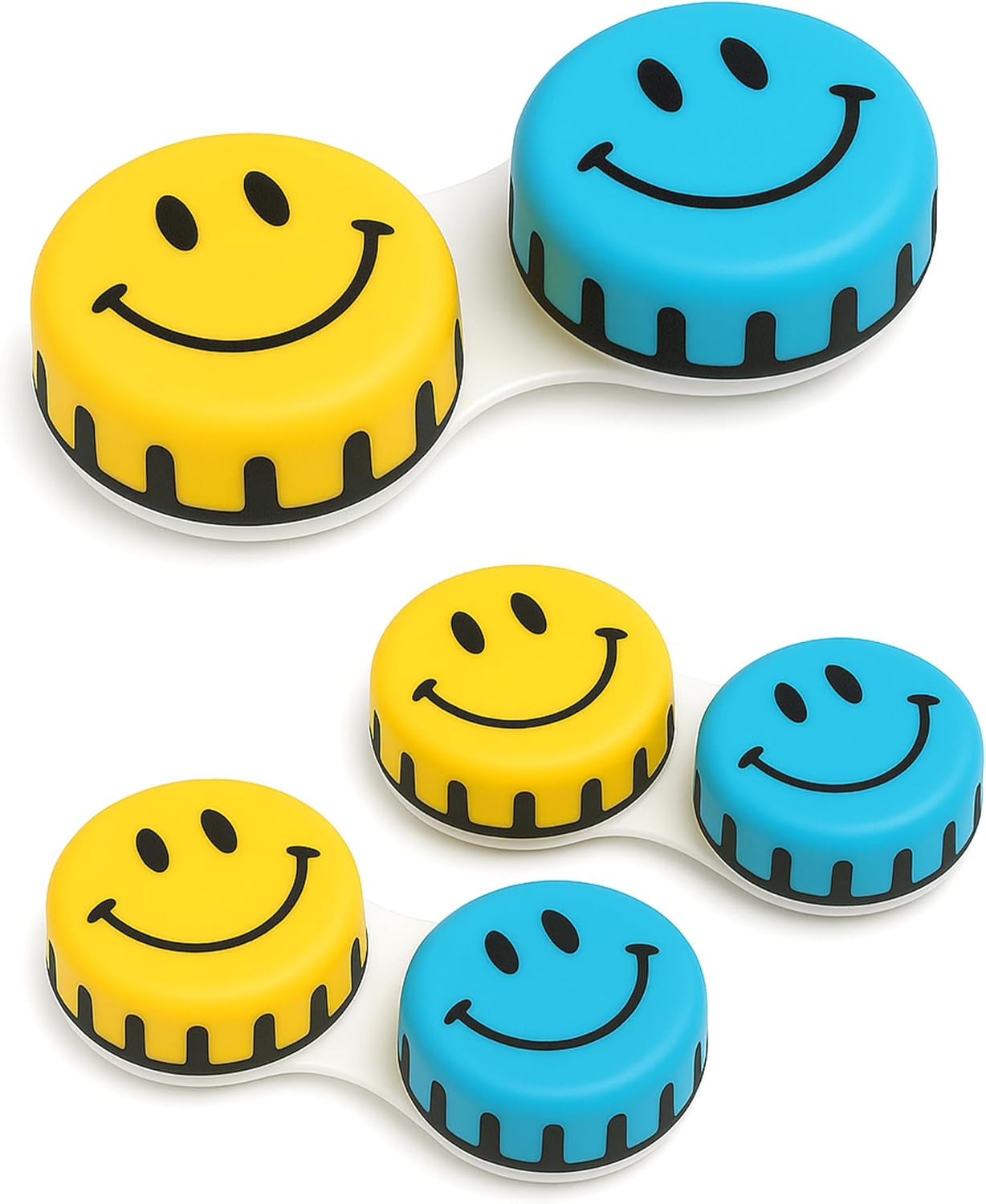 SPORTS WORLD VISION Seasonal Fun Contact Lens Cases Smily Cute Screw Top Travel Storage Contact Lens Box L/R Eyes Holder Container, Outdoor Mini Contact Lens Storage case, 3 Cases in Same Style