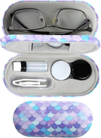 MUDOR 2 in 1 Contact Lens Case, Double Sided Contact Lens Travel Kit Includes Remover Tool with Tweezers,Dual Use Design for Contact Lens case and Glasses case (Scale)