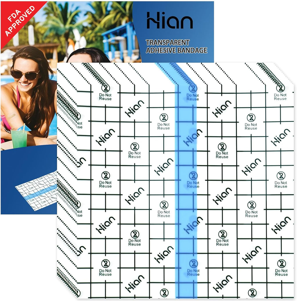 Hion (F.D.A Approved) Tattoo Aftercare Waterproof Bandage Transparent Film Dressing 50 Pre-Cut Sheets 6 x 6Inch Tattoo Cover Up Tape Second Skin Adhesive Bandage Wound Cover for Swimming Shower Shield
