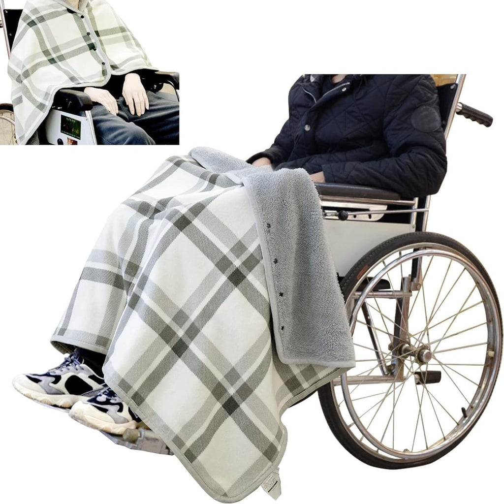 Wheelchair Blanket for Adults - Portable Winter Shawl, Windproof Plaid Poncho - Stay Warm with Wearable Blanket, Wheelchair Warmer Cover