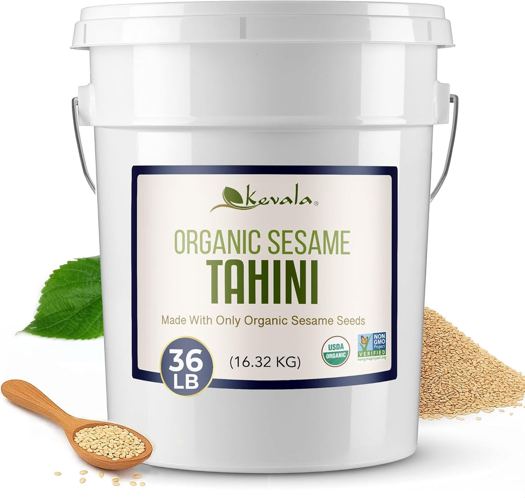 Kevala Organic Sesame Tahini – USDA Organic, Non‑GMO Project Verified & Kosher Certified | (36 Lb (Pack of 1))