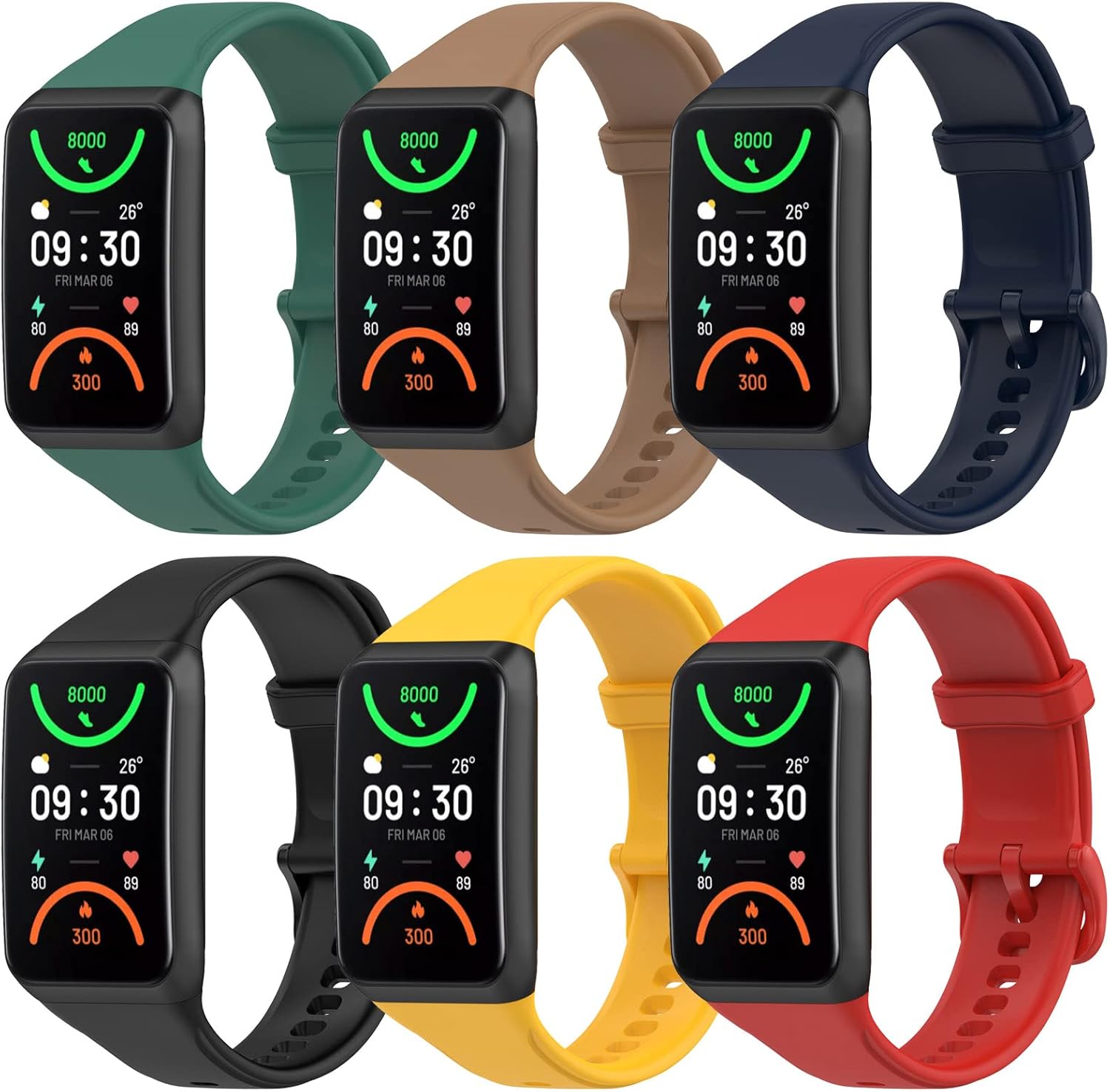 FitTurn Watch Bands Compatible with Oppo band 2 Women/Man Replacement Silicone Wristbands Strap Bands Adjustable Quick Release Accessories with Metal Button for Oppo band 2