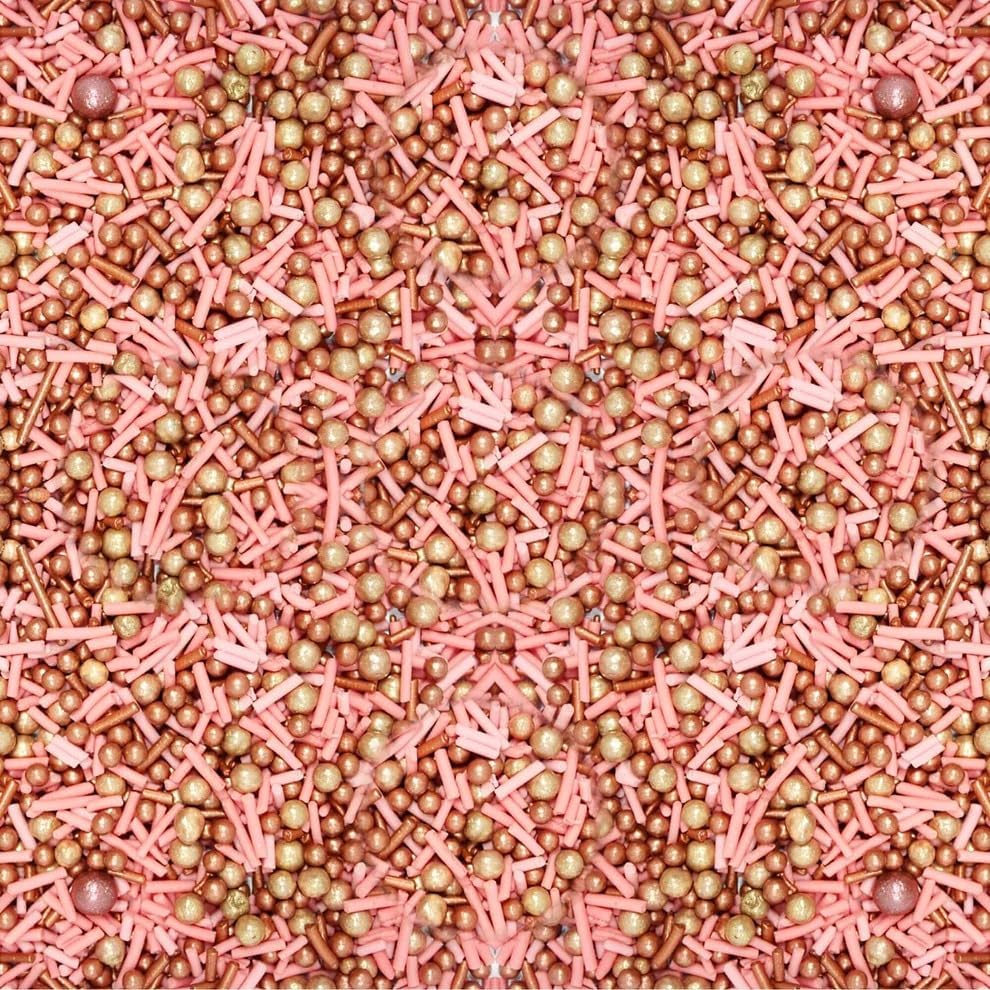 ConfectPink and Gold Edible Sprinkle Mix, Metallic Cake Decorations, Cupcake Toppers, Baking Toppings for Birthday, Wedding, Party Cakes | Vegan, Gluten-Free, Nut-Free, Soy-Free, Dairy-Free, Palm Oil-Free- 4.2 Oz