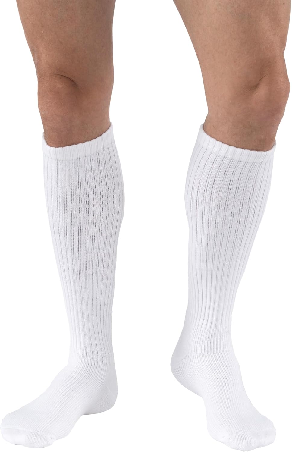JOBST SensiFoot Diabetic Compression Socks for Men and Women 8-15 mmHg with Seamless Toe and Moisture Management - Extra Padding in Toe, Foot, and Heel Area - Knee High - Closed Toe - White, Large