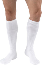 JOBST SensiFoot Diabetic Compression Socks for Men and Women 8-15 mmHg with Seamless Toe and Moisture Management - Extra Padding in Toe, Foot, and Heel Area - Knee High - Closed Toe - White, Large