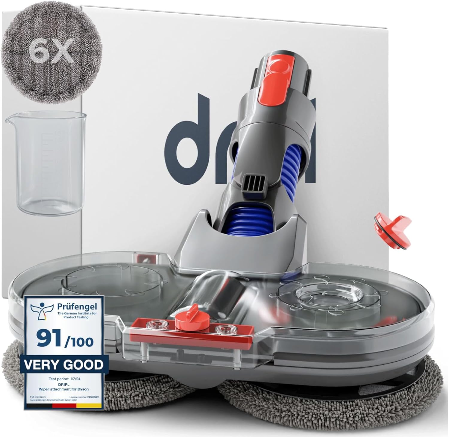Mop Attachment Compatible with Dyson V7/V8/V10/V11/V15/Gen5 Vacuum Cleaners, Electric Floor Mop with Removable Water Tank and 6 Washable Mop Pads + 1 Refill Container (V7/V8/V10/V11/V15)